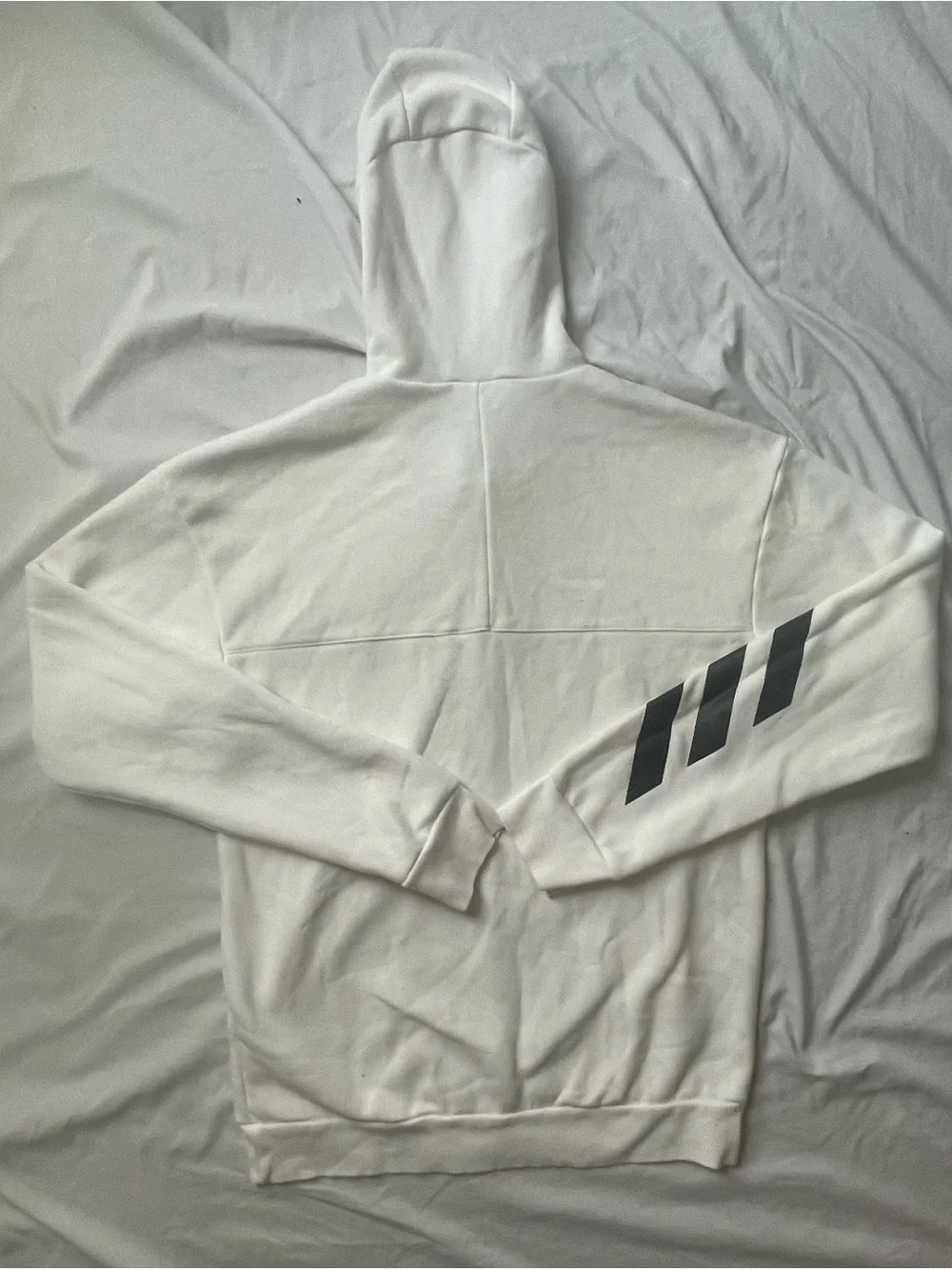 Adidas White Full-Zip Hooded Jacket with Black Logo small Blue Stain